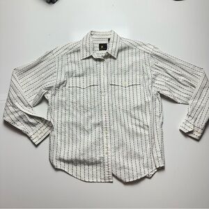 Vintage 90s Liz Sport Striped Button Down Shirt | Cotton Utility Workwear